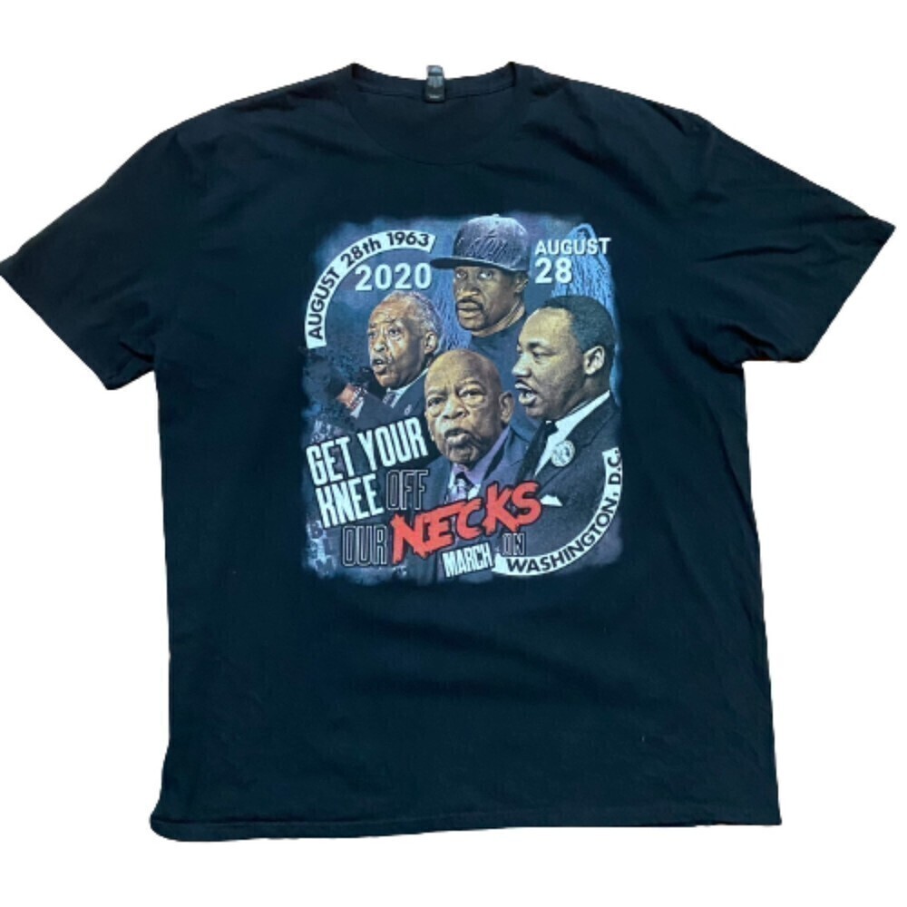 March On Washington 2020 MLK Floyd Sharpton Rice BLM Black T-Shirt Men's 2XL